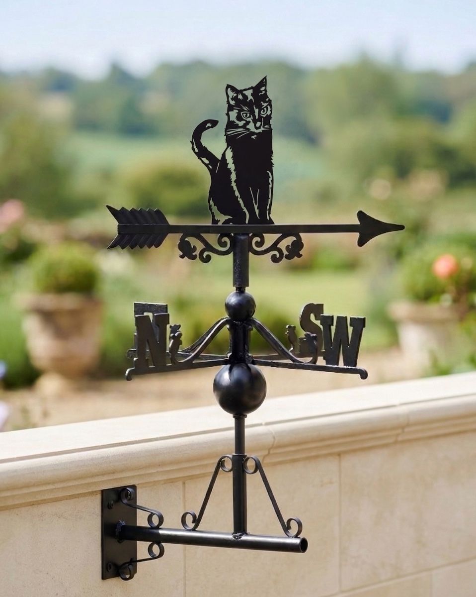 Digital illustration of Sitting cat weathervane mounted on wall