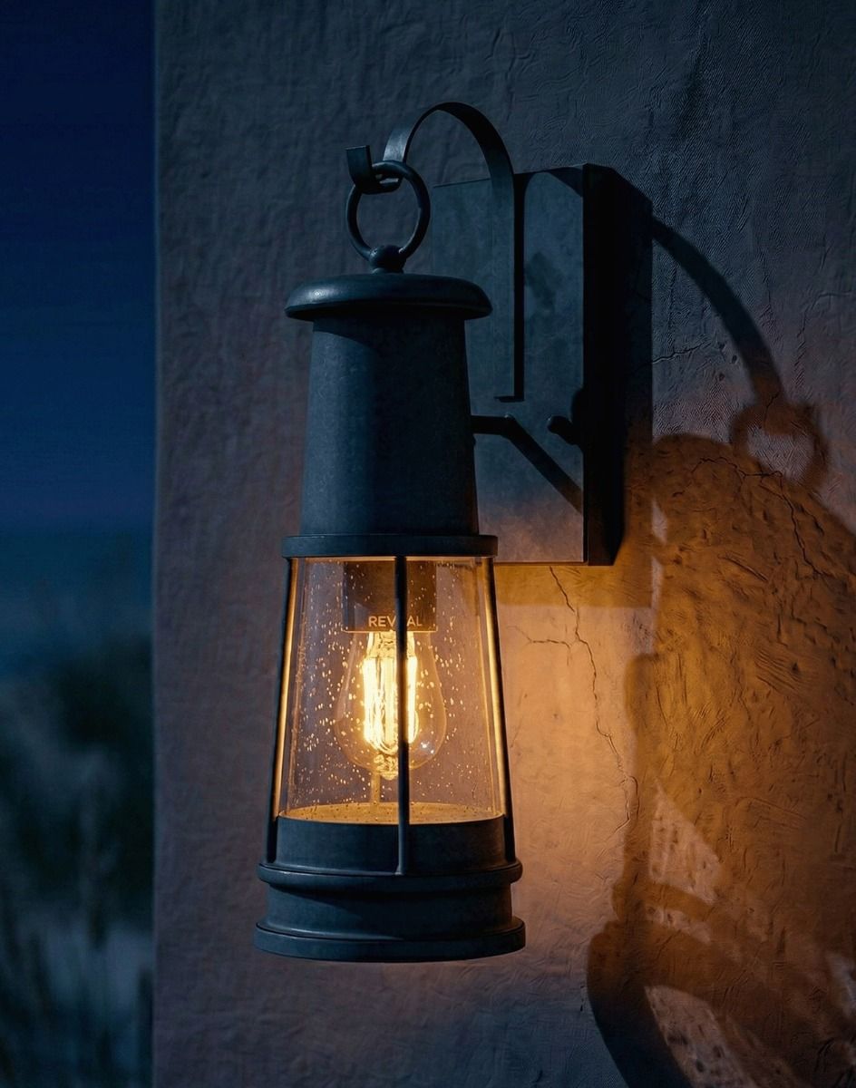 Digital Illustration of the "Harbourside" Traditional Wall Lantern with Bracket Lit up at Night