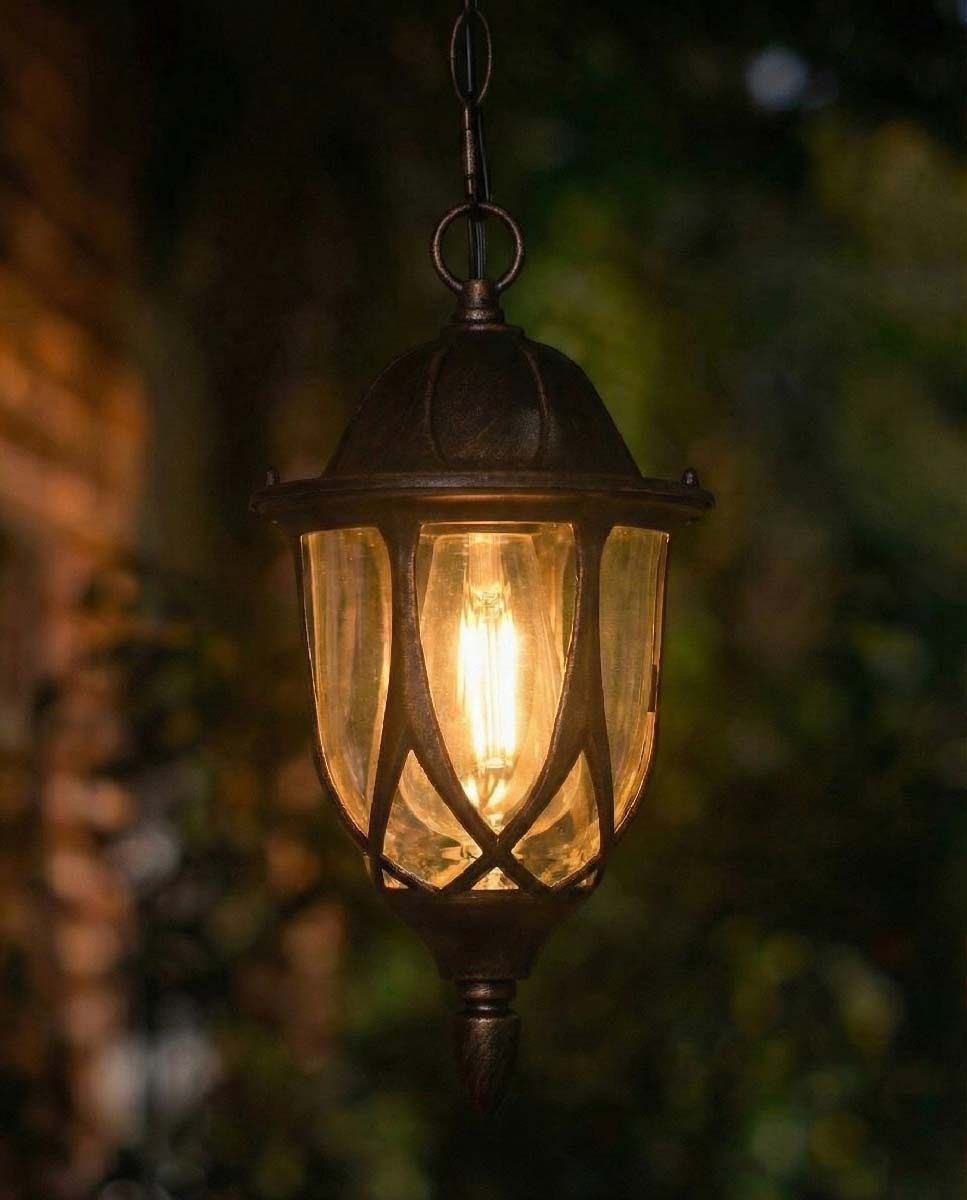 Digital Illustration of the "Middleton" Chain Hanging Porch Light Illuminated at Night