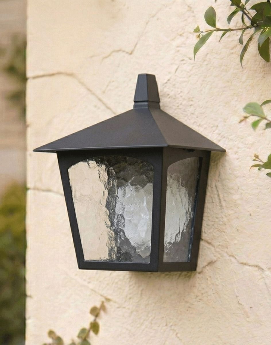 Digital Illustration of the "Oxford" Traditional Flush Outdoor Half Wall Lantern Mounted on a Cream Coloured Building