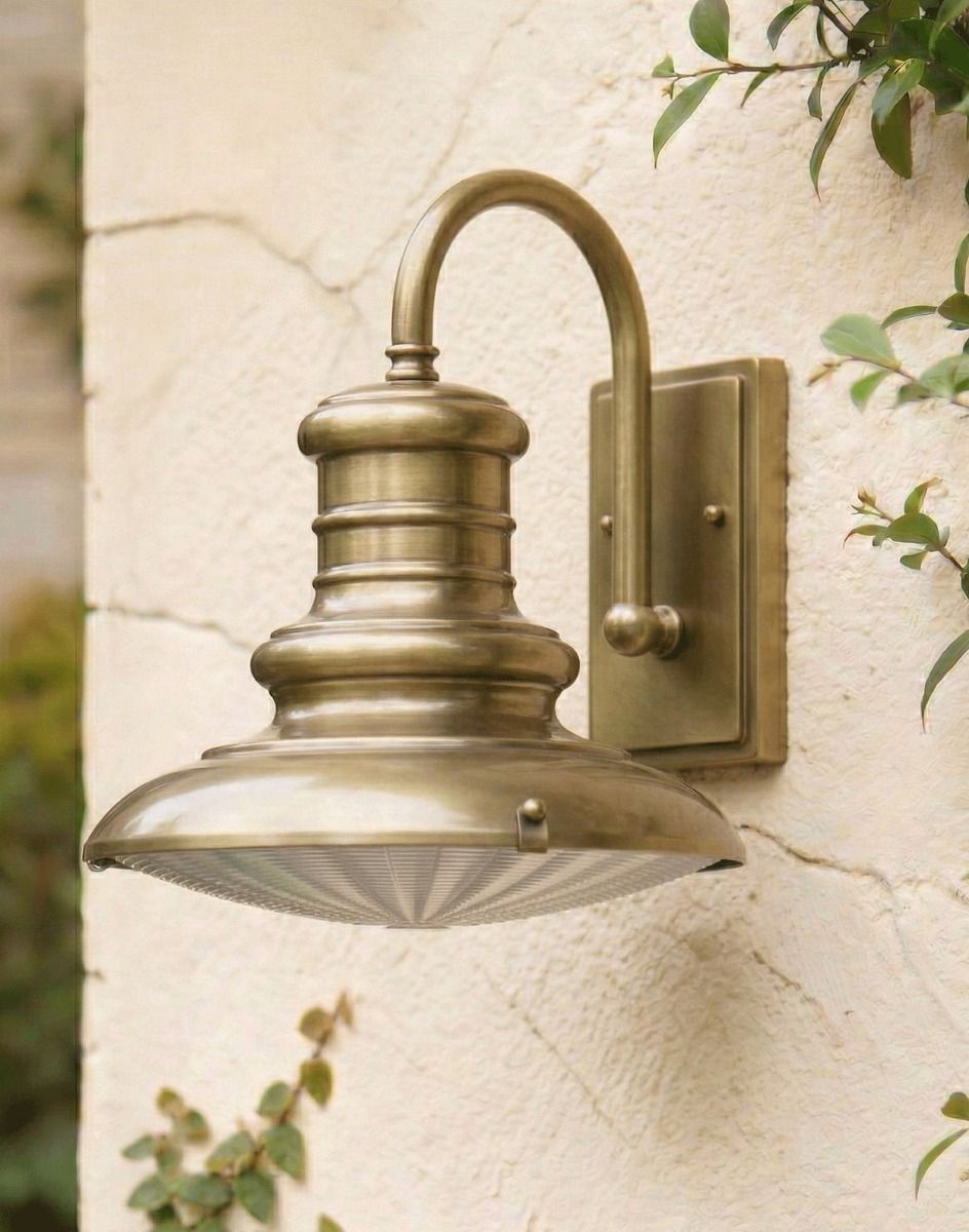 Digital Illustration of the 32cm "Bleakmoor" Brass Top Fix Station Light Mounted on a White Coloured Garden Wall