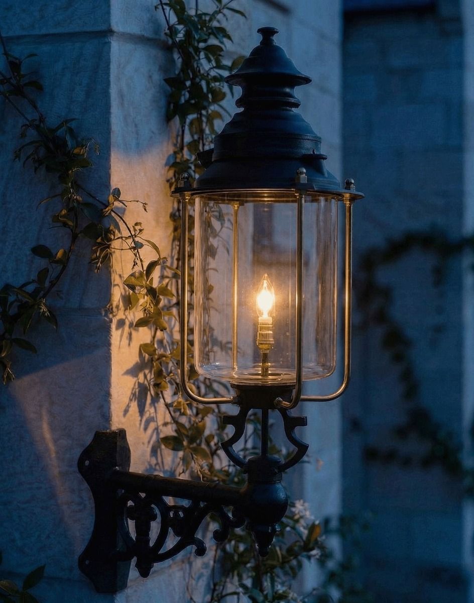 Digital Illustration of the Belgravia Lantern on a Corner Bracket Lit up at Night