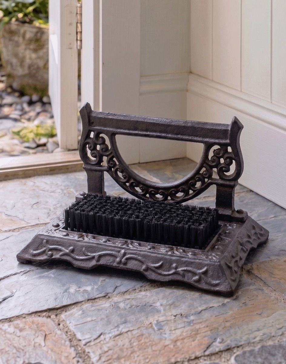 Digital Illustration of the Bishton Mallery Rustic Victorian Style Boot Brush & Scraper on a Stone Floor Cottage Hallway