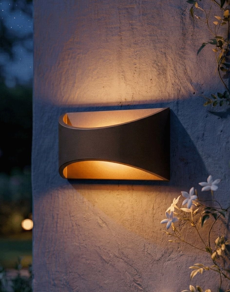 Digital Illustration of the Contemporary Up & Down Wall Light Lit up at Night