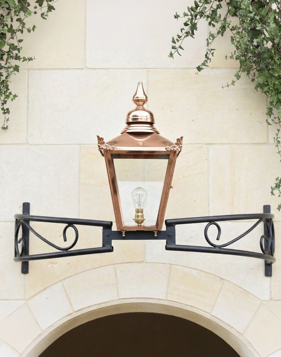 Digital Illustration of the Copper Victorian Bow Bracket Light Mounted Above an Entrance Archway
