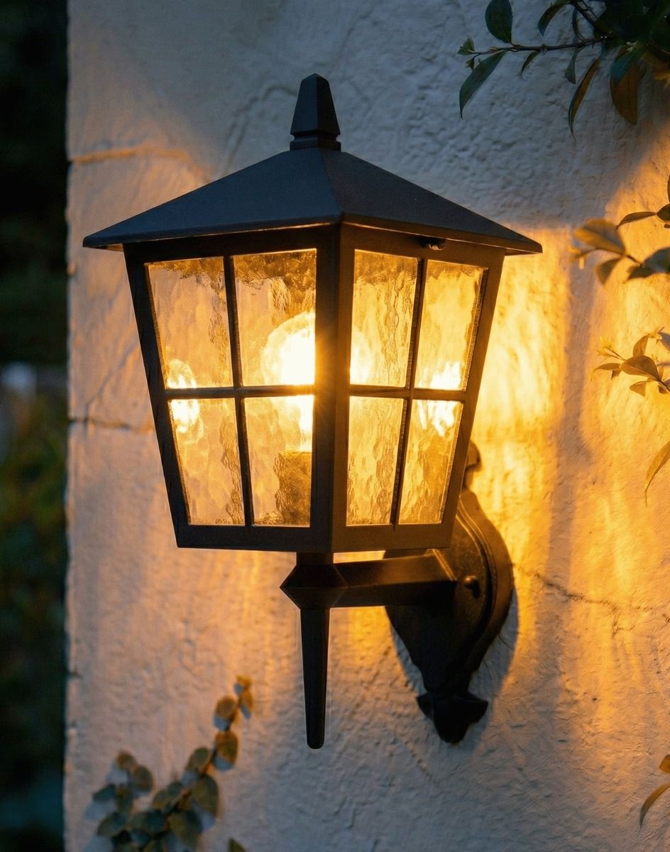 Digital Illustration of the "Dalston" Traditional Wall Lantern Lit up at Night