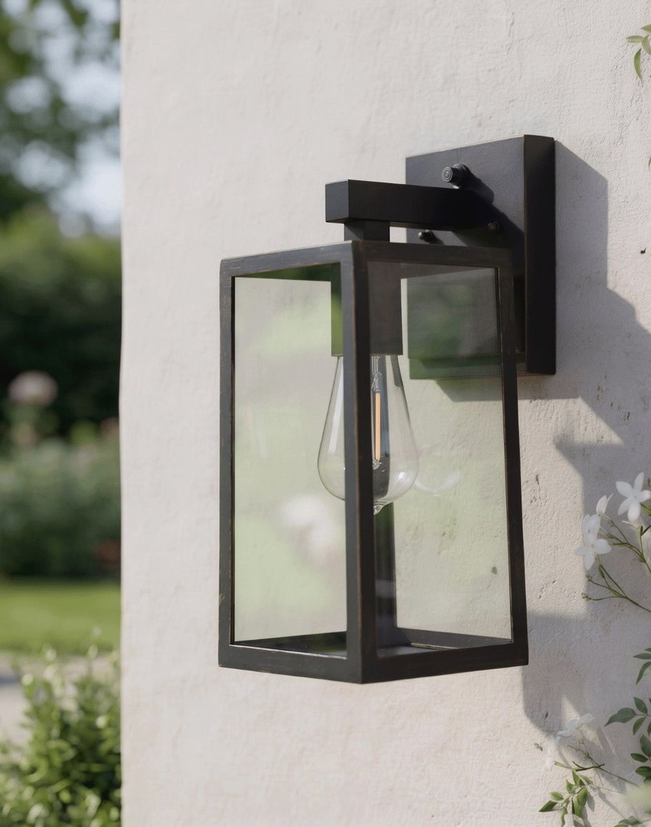 Digital Illustration of the Davenport Copper Garden Wall Light Mounted on a White External Wall