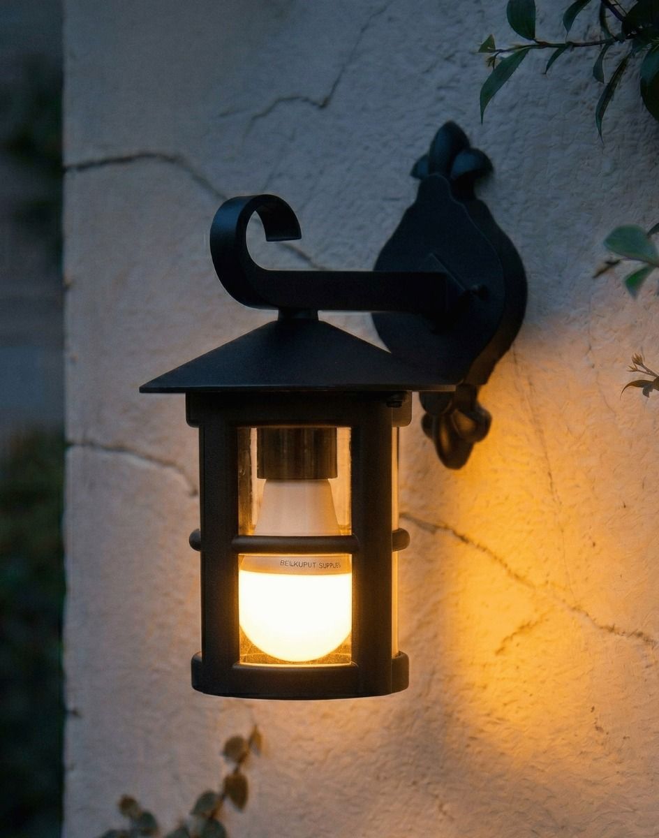 Digital Illustration of the Digital Illustration of the Classic Cylinder Porch Top Fix Wall Light Lit up at Night