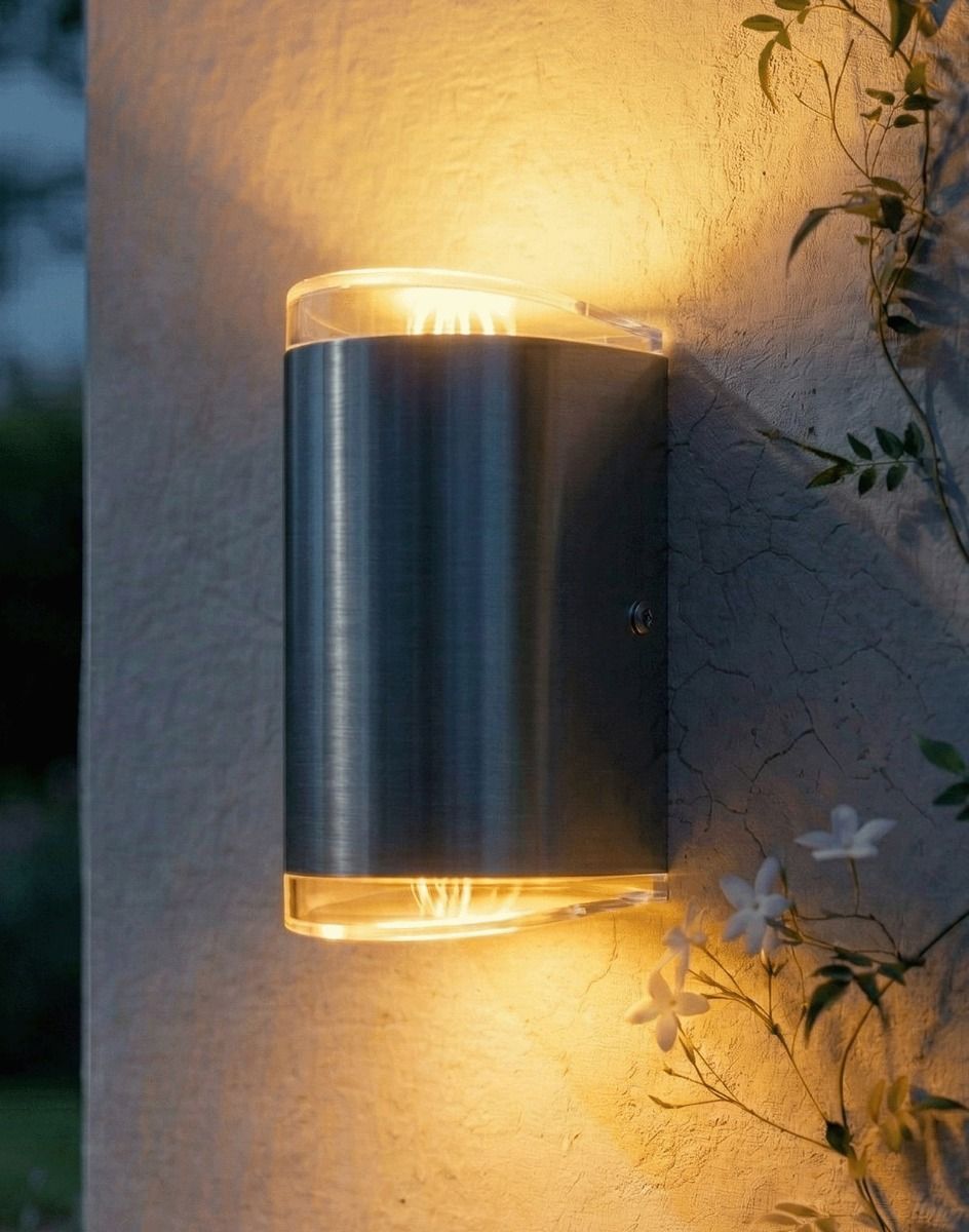 Digital Illustration of the "Forde" Up & Down Garden Wall Light Lit up at Night