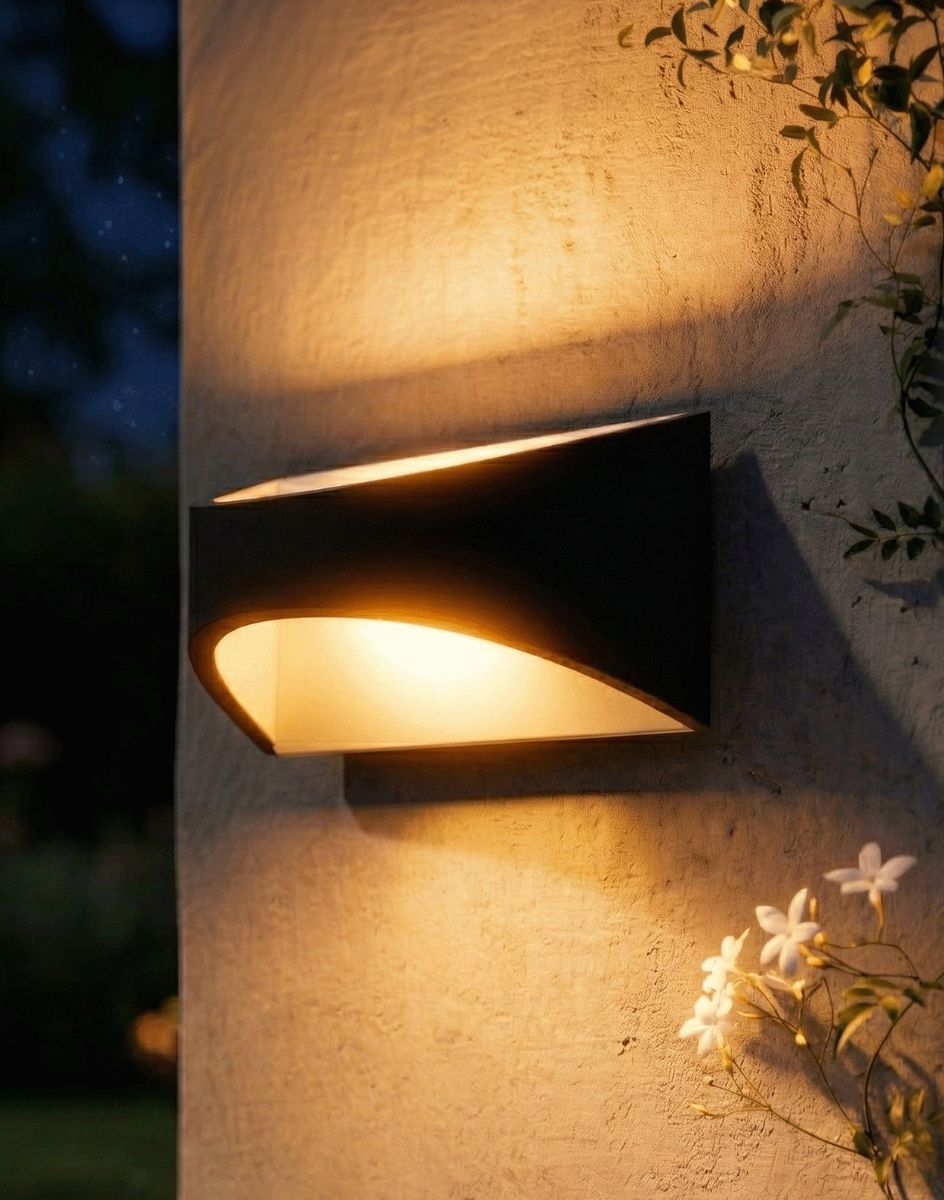 Digital Illustration of the "Kingston" Up and Down Wall Light Lit up at Night
