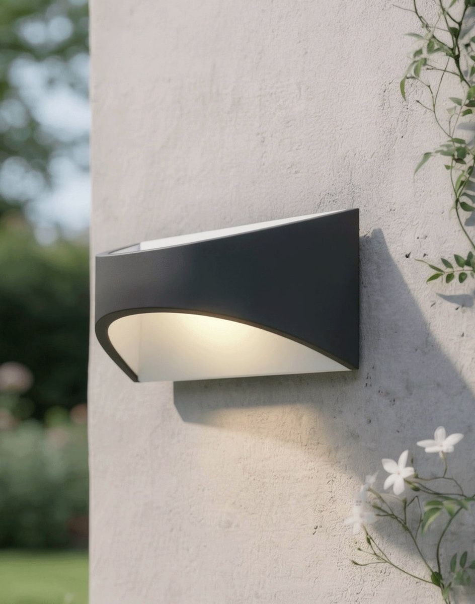 Digital Illustration of the "Kingston" Up and Down Wall Light Mounted on a Cream Coloured Exterior Wall