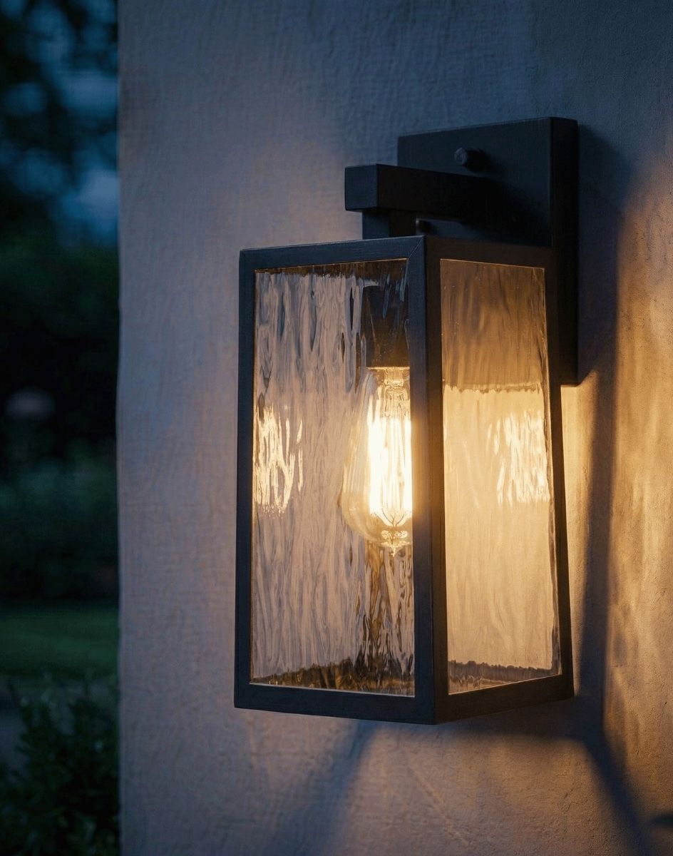 Digital Illustration of the Oakley Copper Top Fix Wall Light Lit up at Night