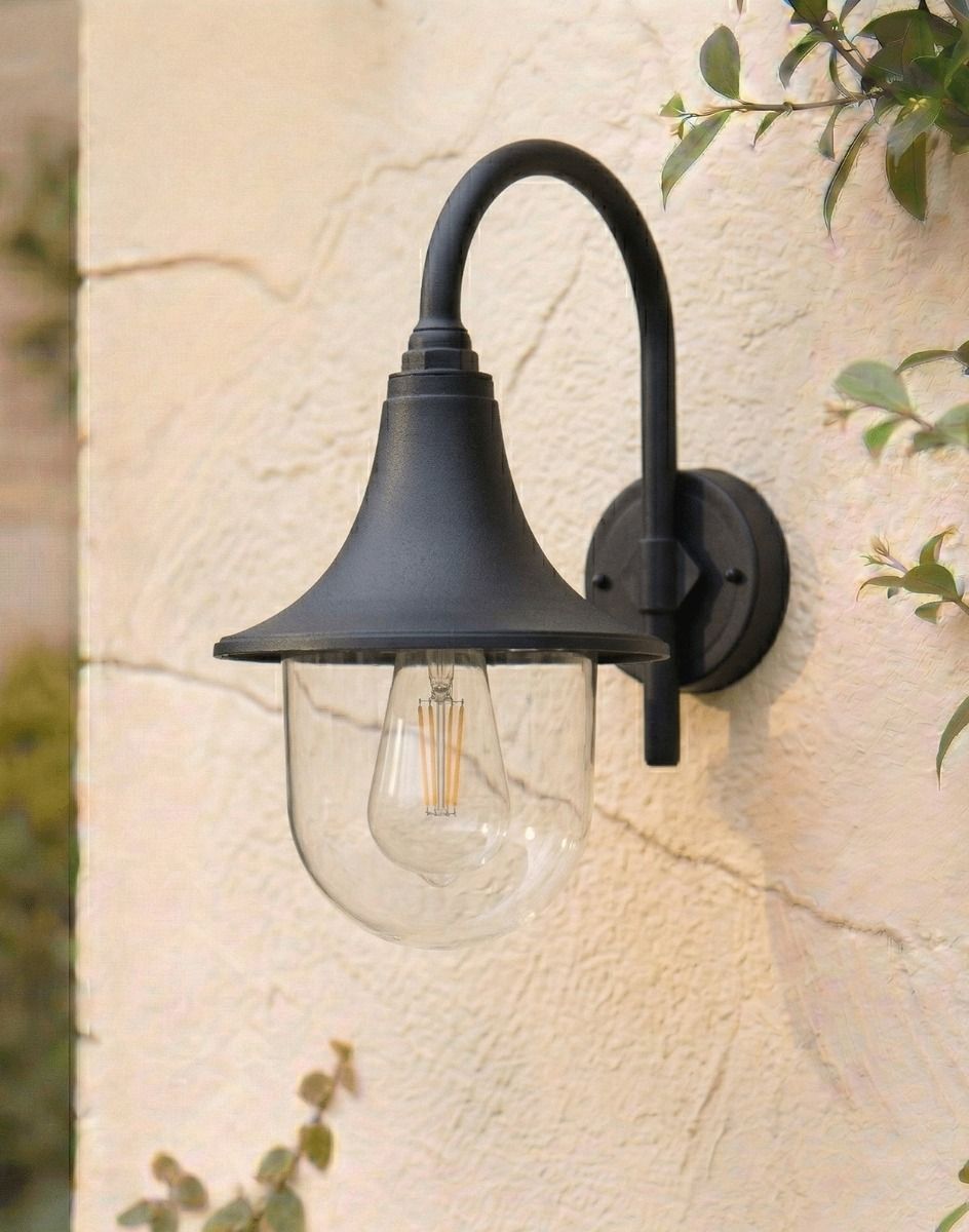 Digital Illustration of the "Shortmead" Teardrop Wall Lantern Mounted on White Coloured Garden Wall