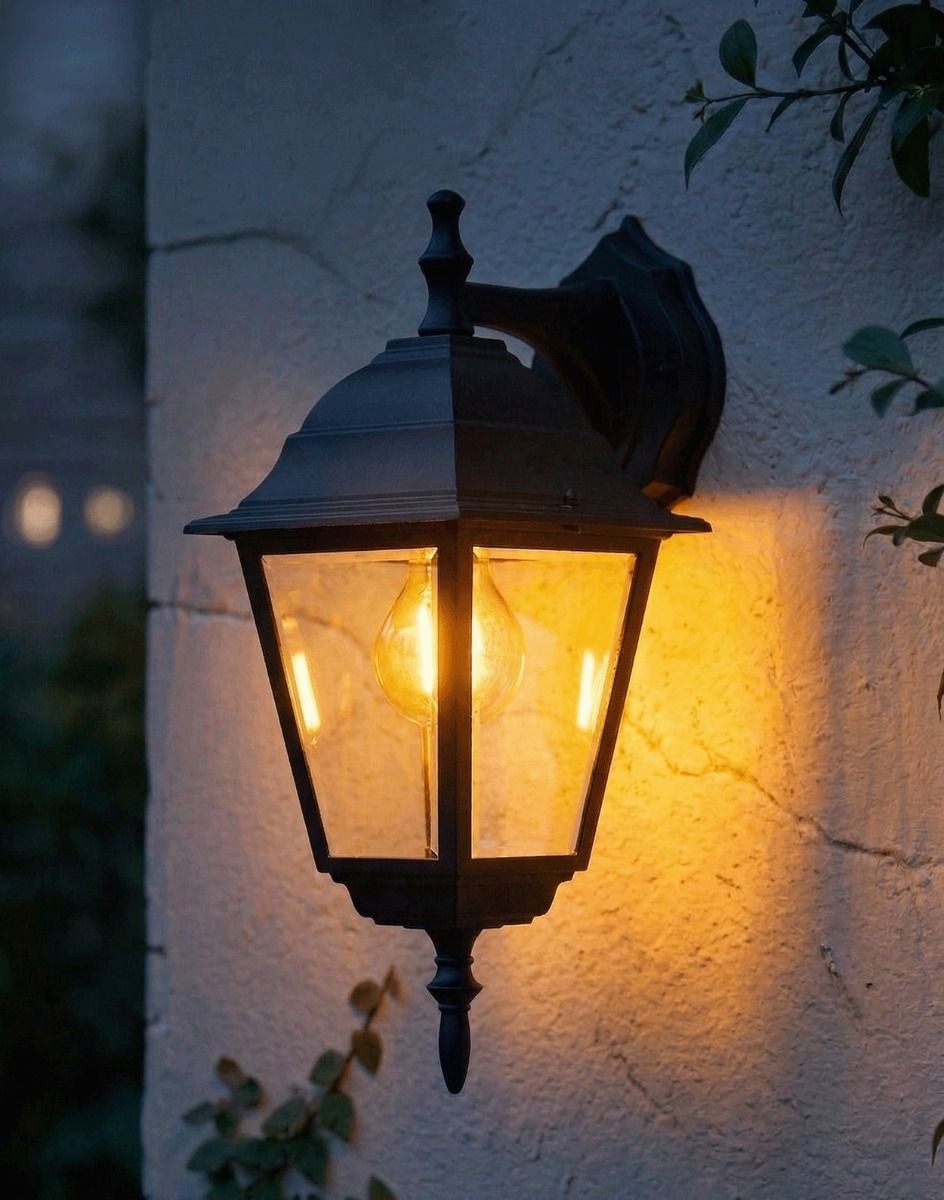 Digital Illustration of the Traditional "Giselle" Top Fix Outdoor Wall Lantern Lit up at Night