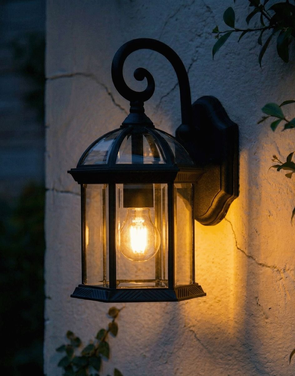 Digital Illustration of the Traditional "Ramona" Outdoor Top Fix Lantern Lit up at Night