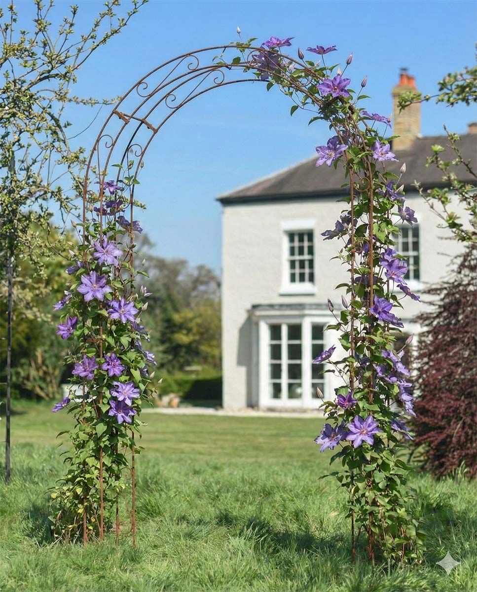 Digital Illustration of the Traditional "Othona" Rustic Garden Rose Arch with Flowers
