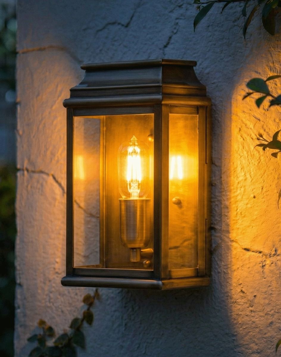 Digital Illustration of the "Walcot" Traditional Wall Lantern Lit up at Night