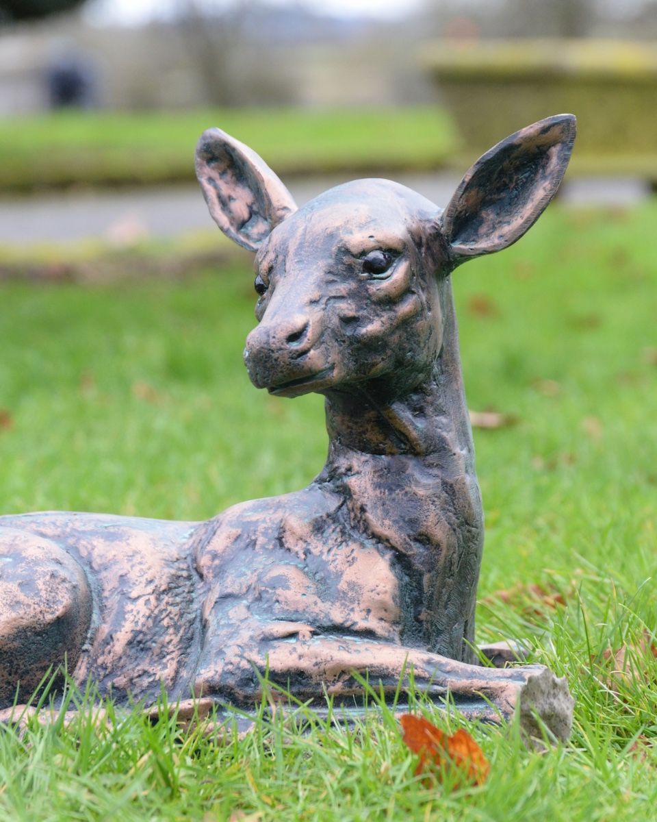 Digital illustration of Verdigris "Blossom" the Doe Sculpture close up of head