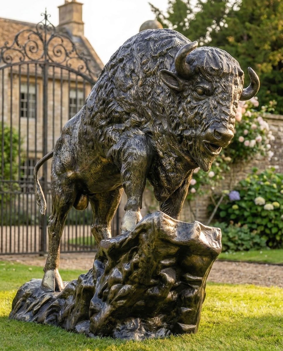 digital illustration Tatanka Bison Garden Sculpture