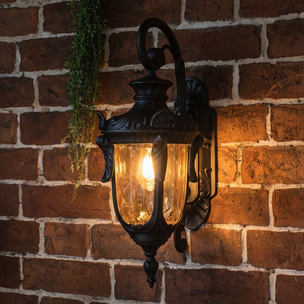 Digital representation of "Pennsylvania" Antique Bronze Ornate Standard Top Fix Lantern lit up at night