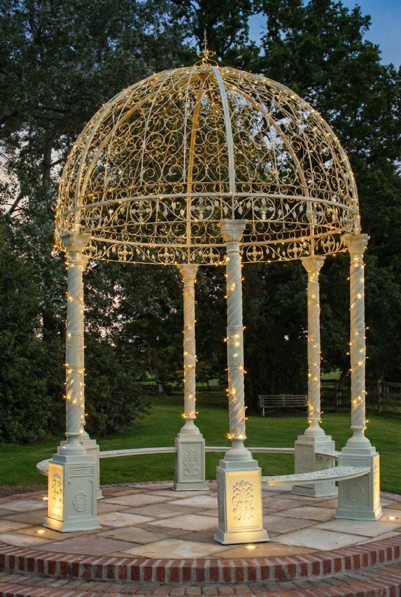 Digital representation of "Araminton Acropolis" Gazebo lit up at night