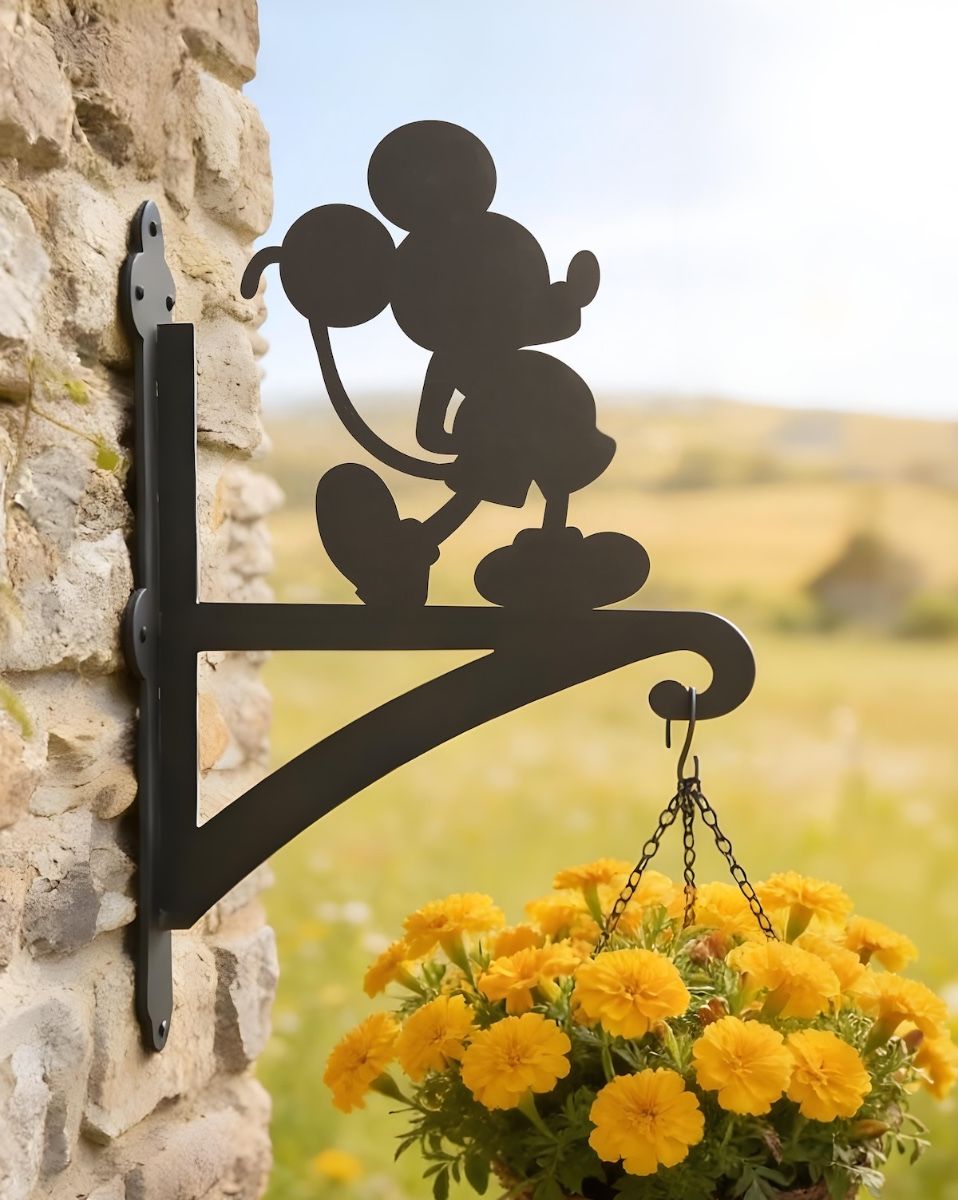 Digital Representation of Mouse Hanging Basket Bracket mounted on a farm cottage