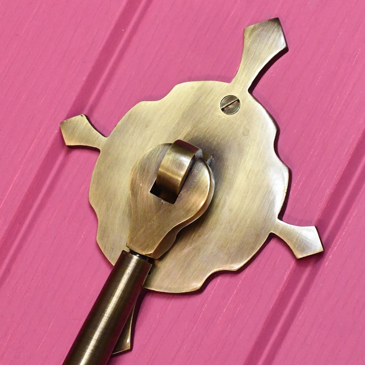 Close up of door knocker mounting plate