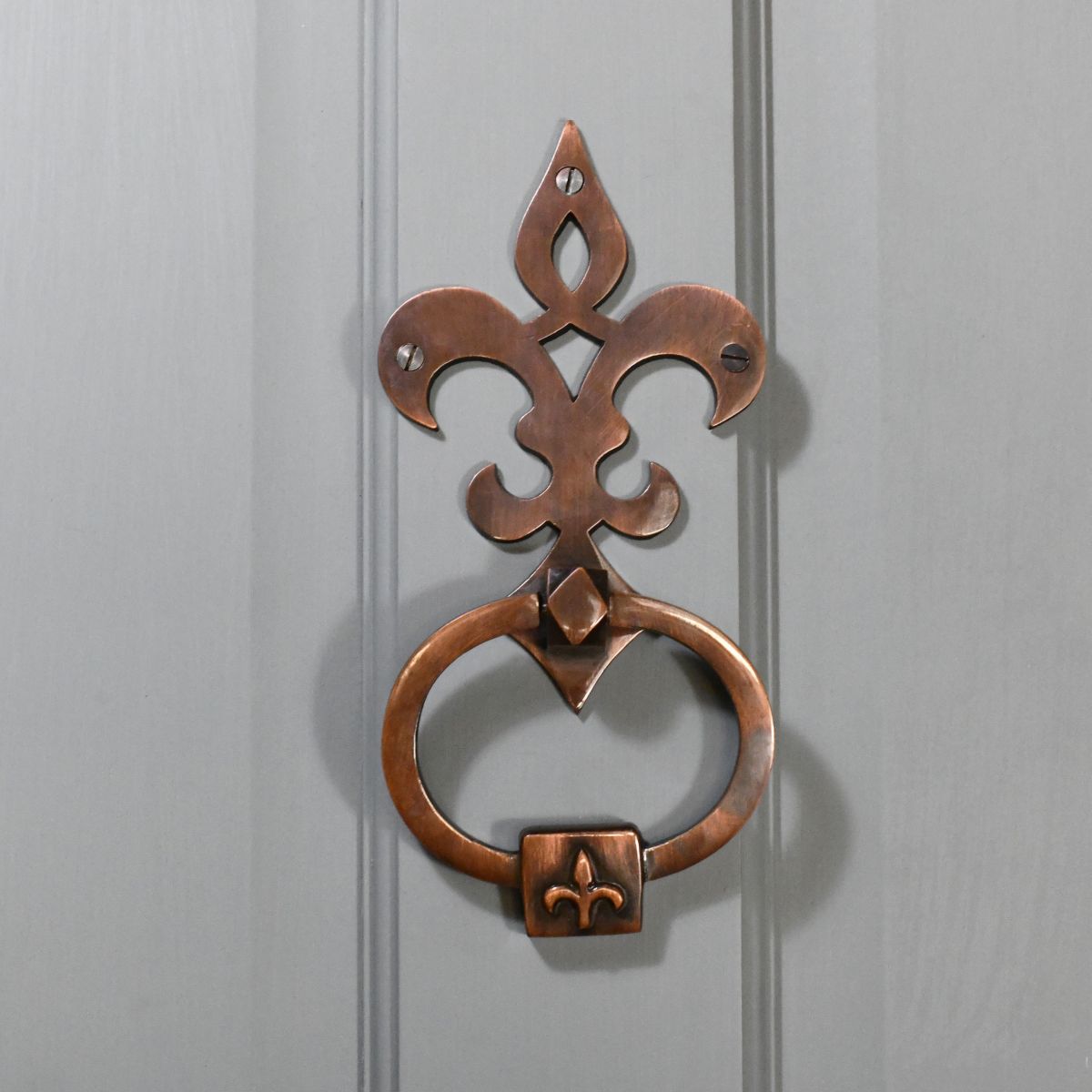 “Emile Auvergne” Antique Copper Fleur De Lys Door Knocker