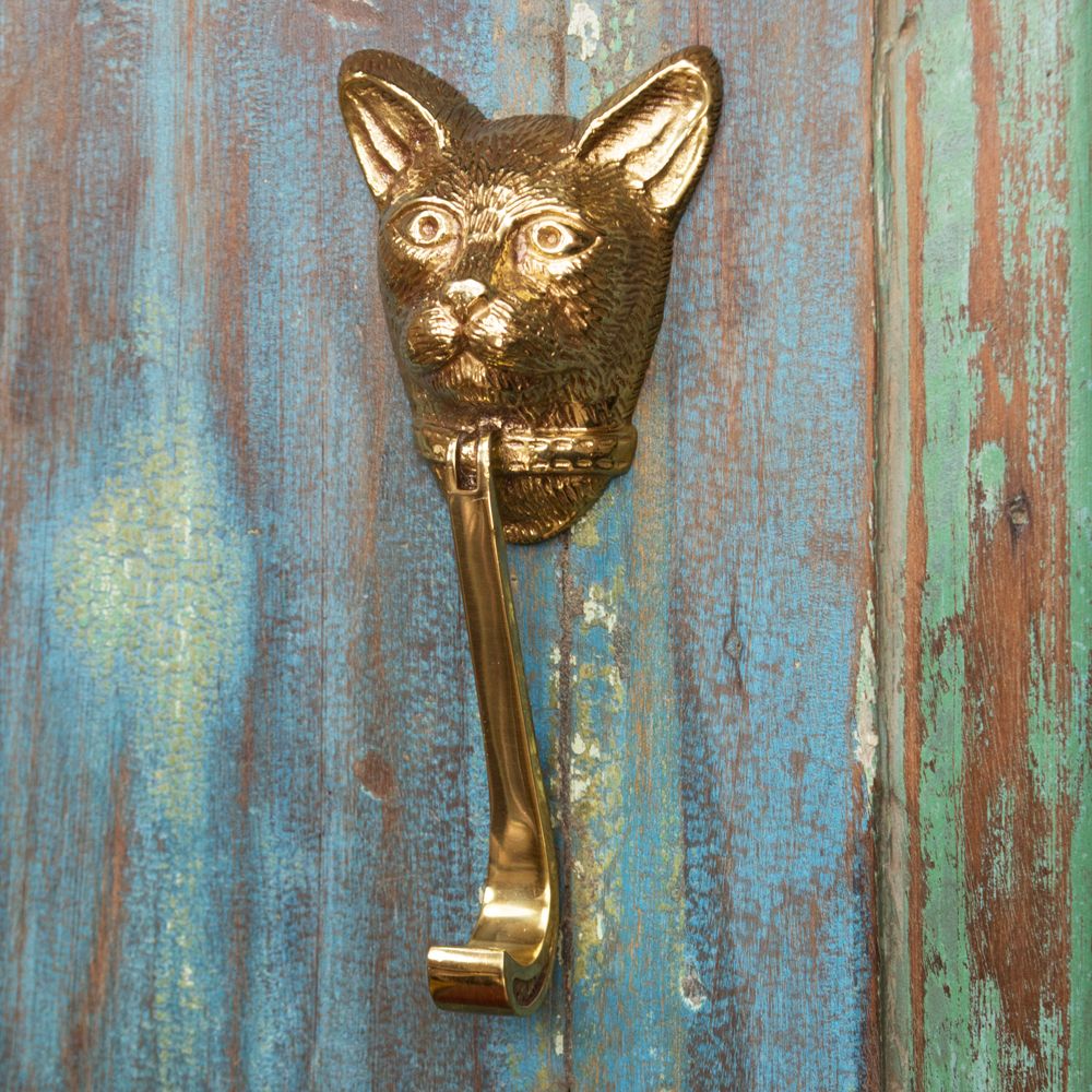 Polished Brass Cat Head Door Knocker