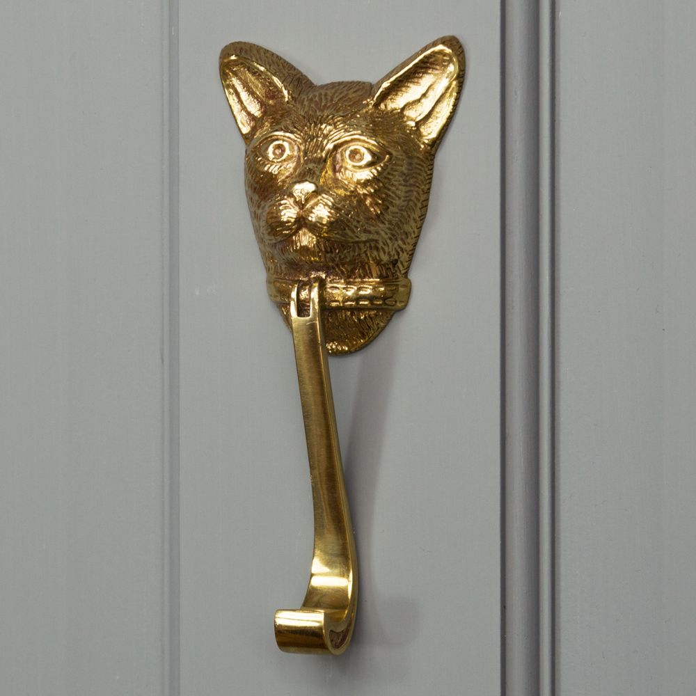 Polished Brass Cat Head Door Knocker
