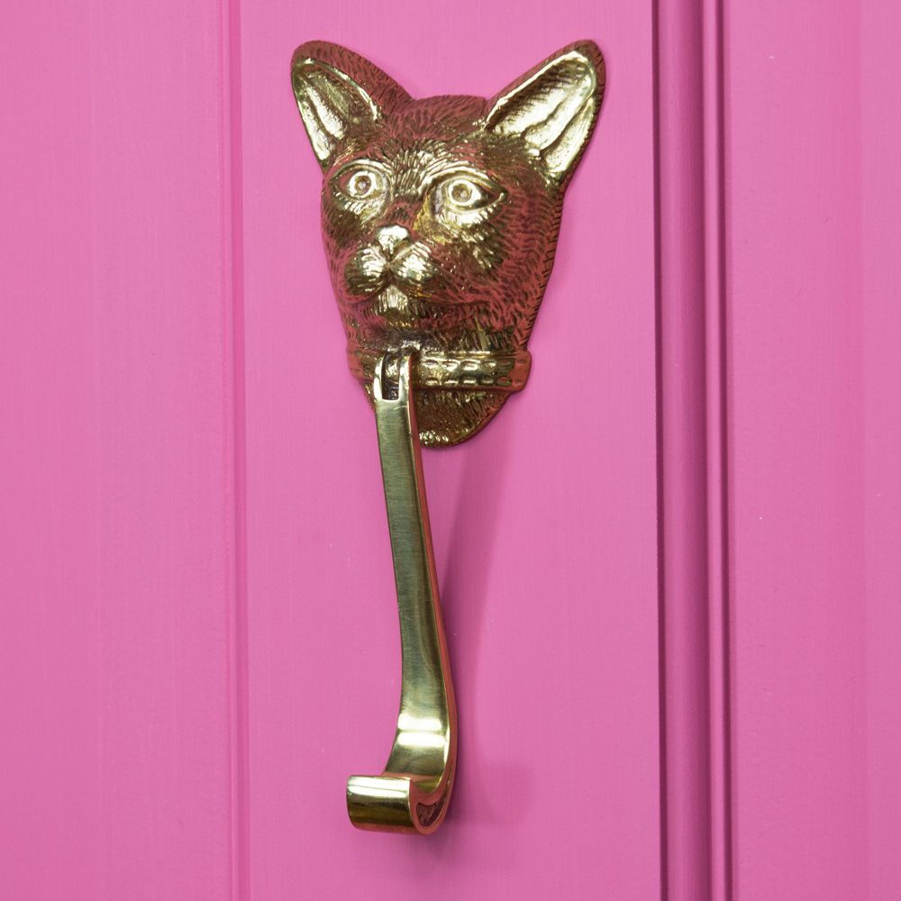 Polished Brass Cat Head Door Knocker