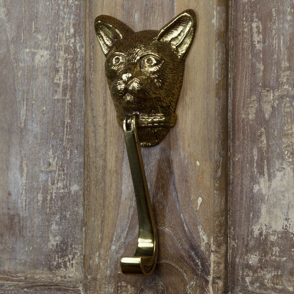 Polished Brass Cat Head Door Knocker