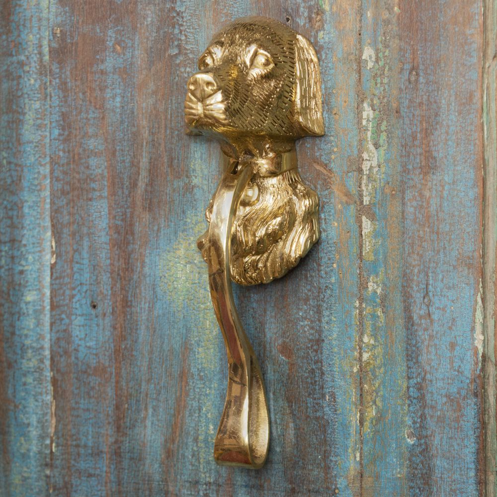 Stunning Polished Brass Dog Door Knocker