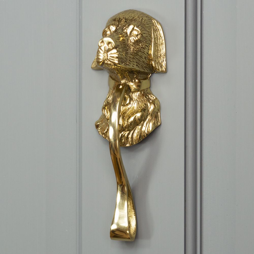 Stunning Polished Brass Dog Door Knocker