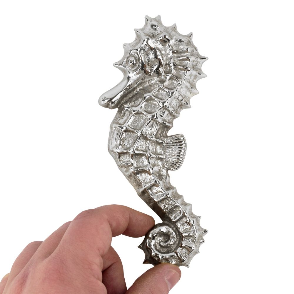 Bright Chrome Sea Horse Door Knocker