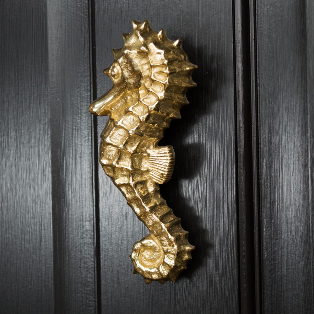 Polished Brass Seahorse Door Knocker