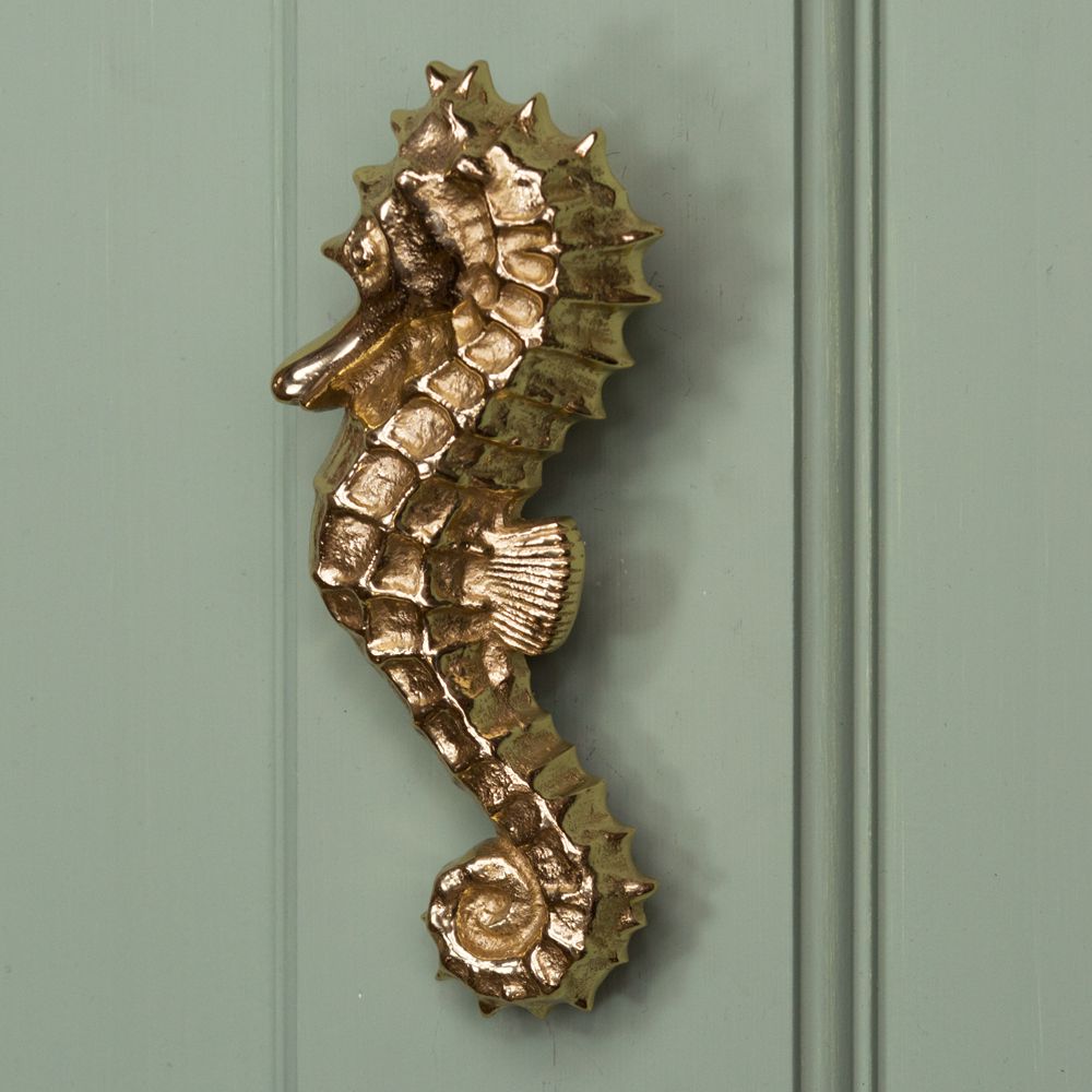 Polished Brass Seahorse Door Knocker