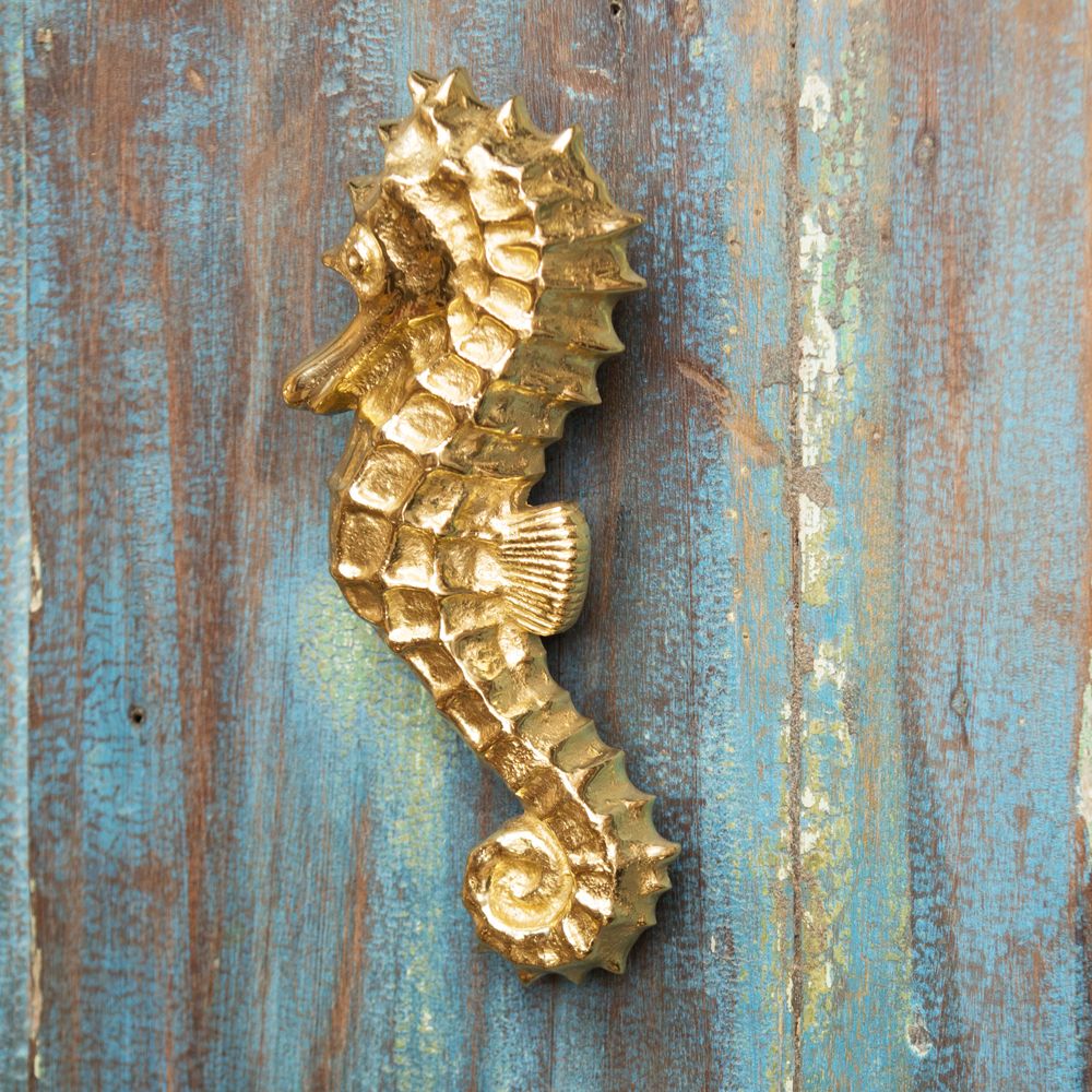 Polished Brass Seahorse Door Knocker
