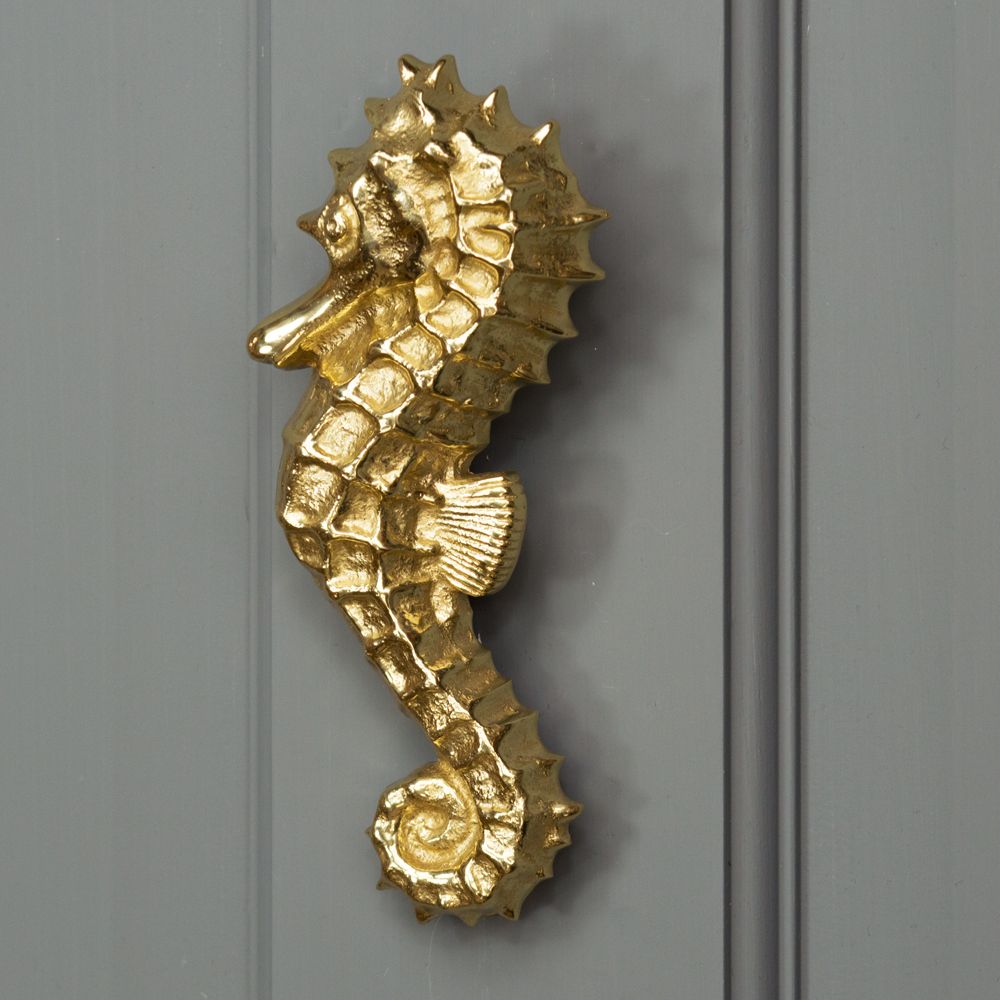 Polished Brass Seahorse Door Knocker