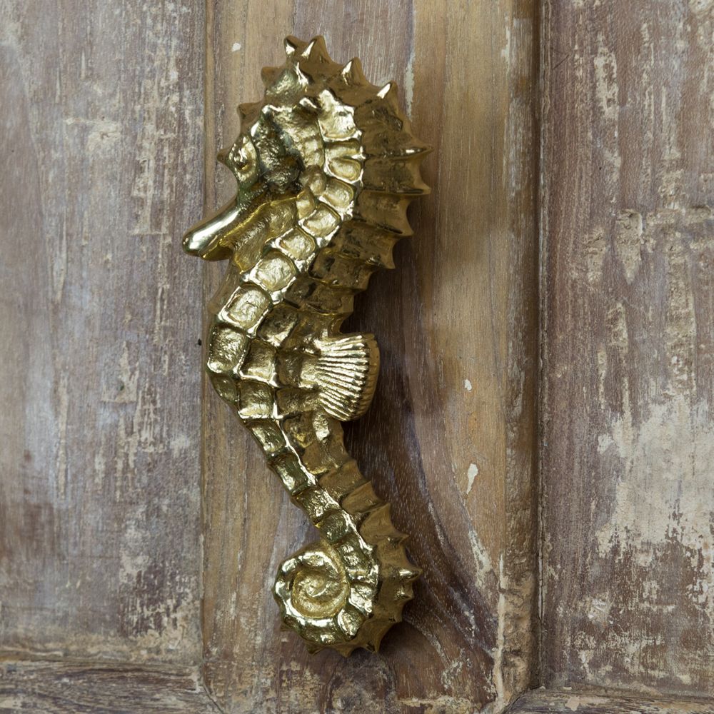 Polished Brass Seahorse Door Knocker