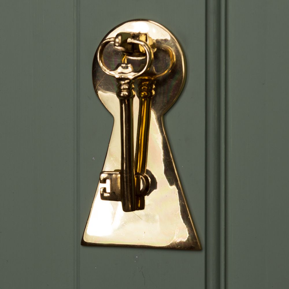 Polished Brass Key Door Knocker with Back Plate