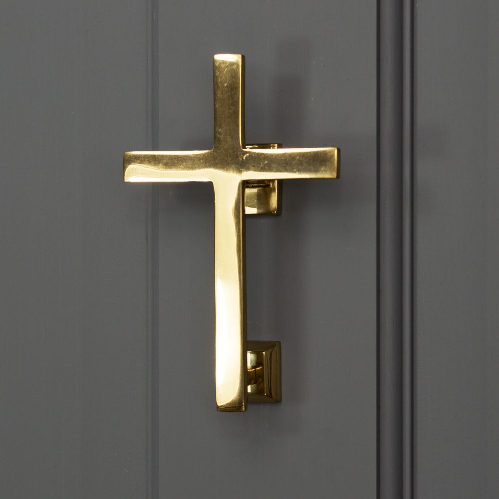 Polished Brass Cross Door Knocker