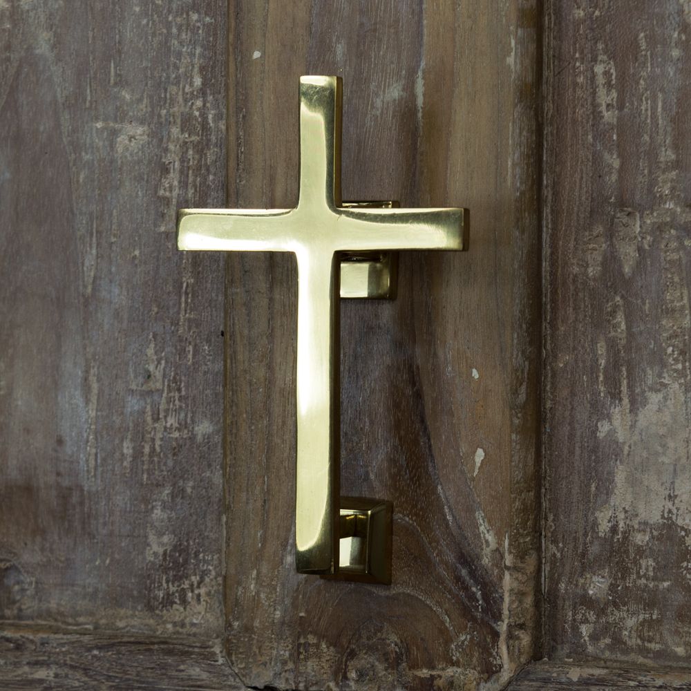 Polished Brass Cross Door Knocker