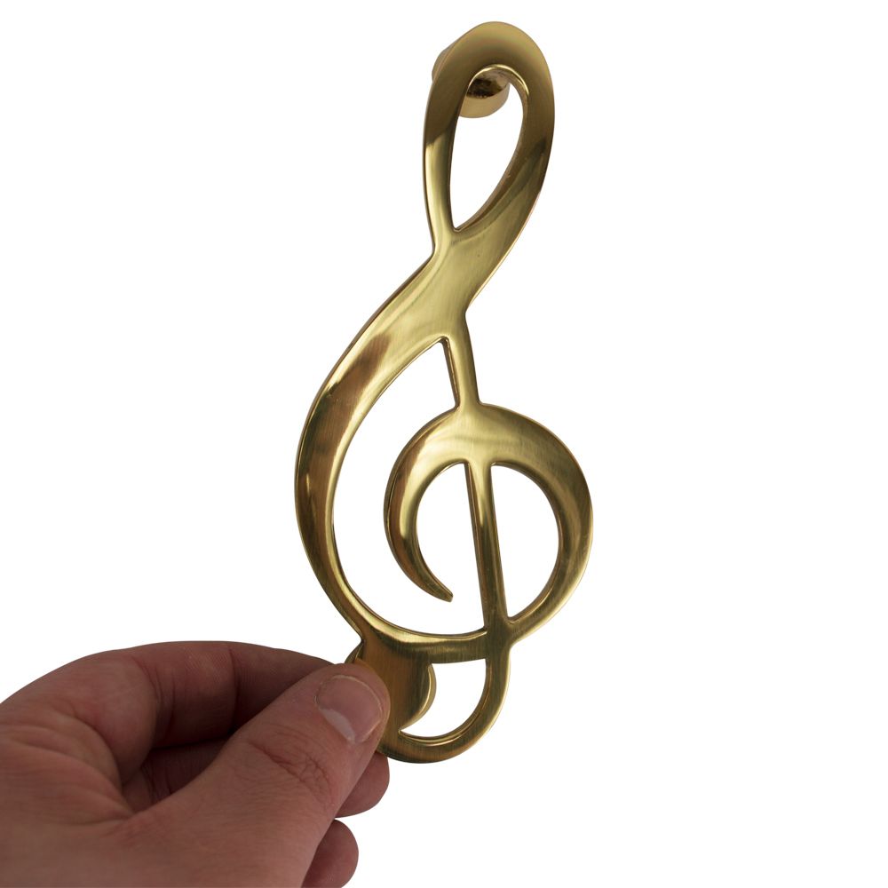 Treble Clef Door Knocker in Polished Brass
