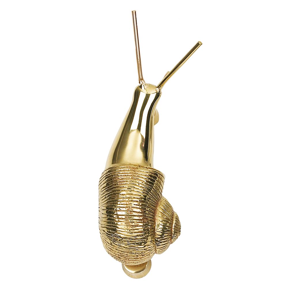 Polished brass snail door knocker