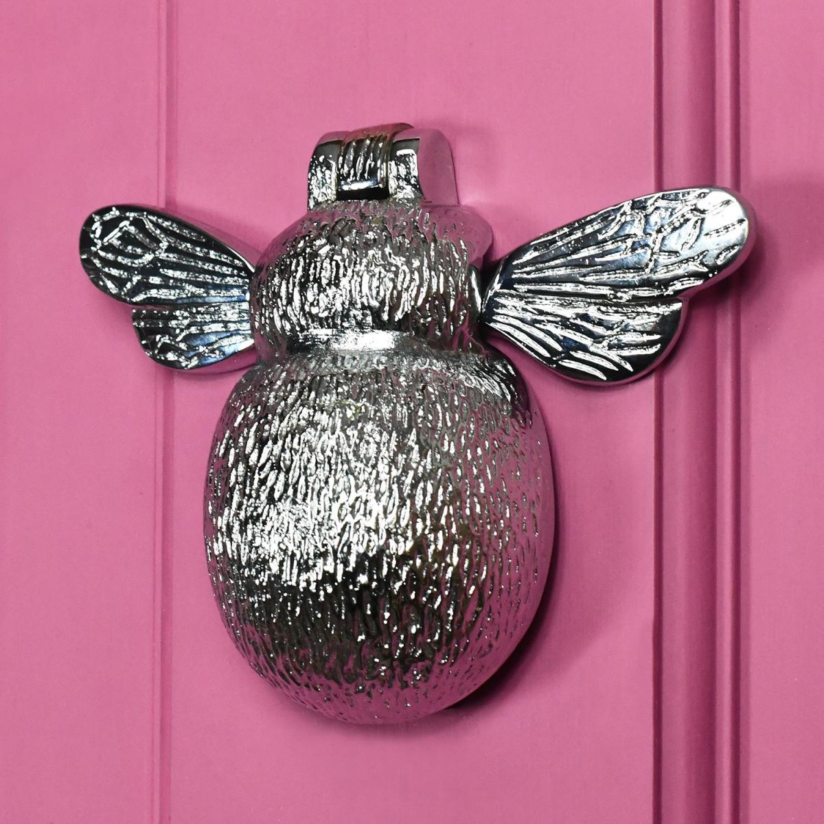 Bumble Bee Design Bee Door Knocker on a Pink Door