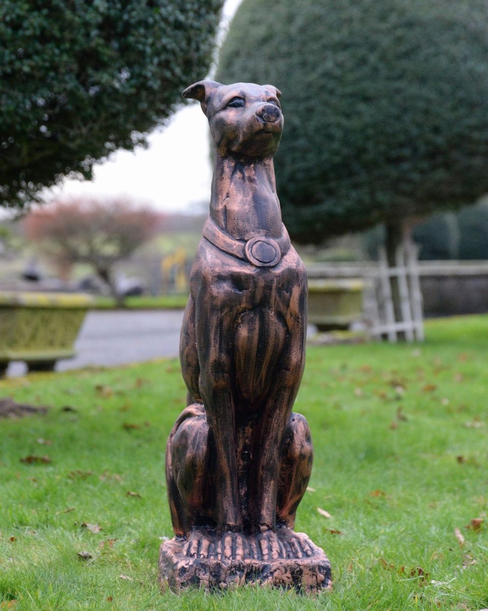 "Rocket" the Sitting Greyhound in Cast Aluminium - Copper main image