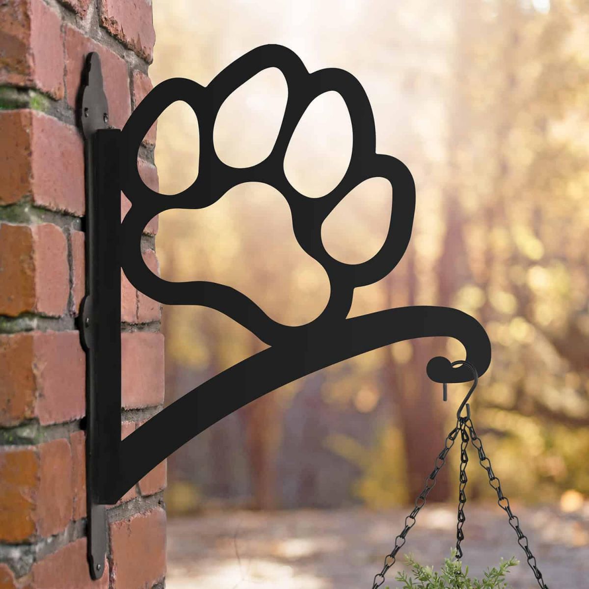 Steel Hanging Basket Bracket with Dog Paw Print Design