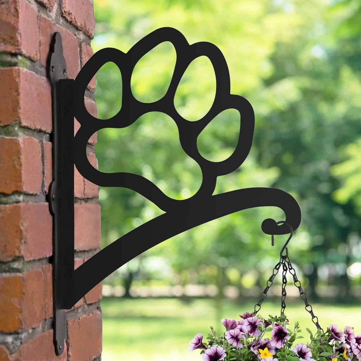 Dog Paw Print Hanging Basket Bracket in Situ