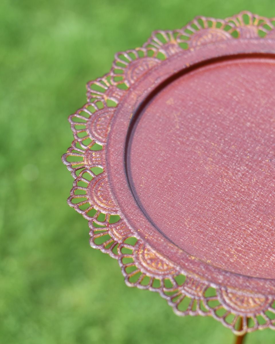 Doily Style Copper Bird Feeder Dish 